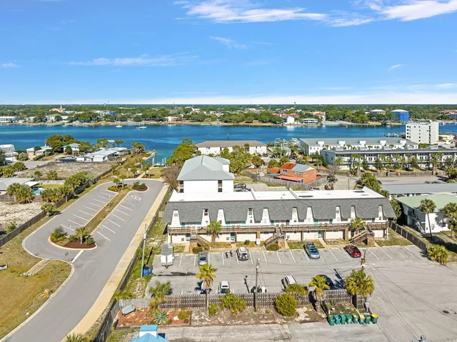 a view of a city with an ocean view