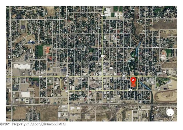 a view of a large yard with plants and large trees