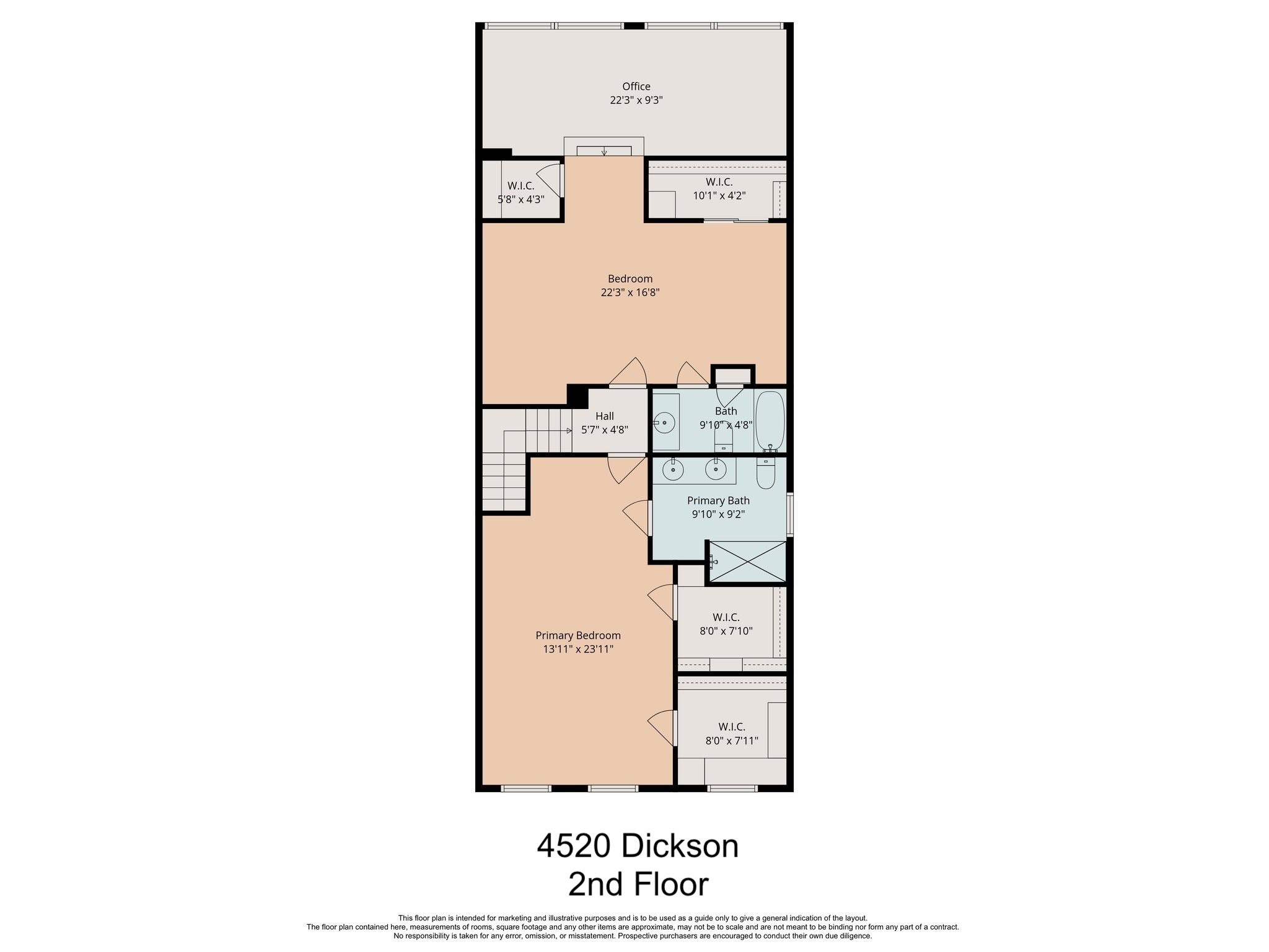 4520 Dickson Street Houston, TX 77007 - Photo 23 of 25 Level Two Floor Plan