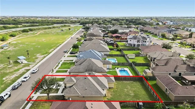 a view of an outdoor space and swimming pool