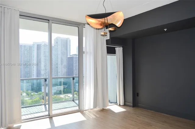 a view of a room with a window