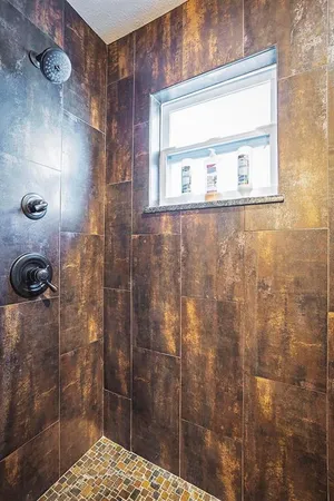a bathroom with a shower