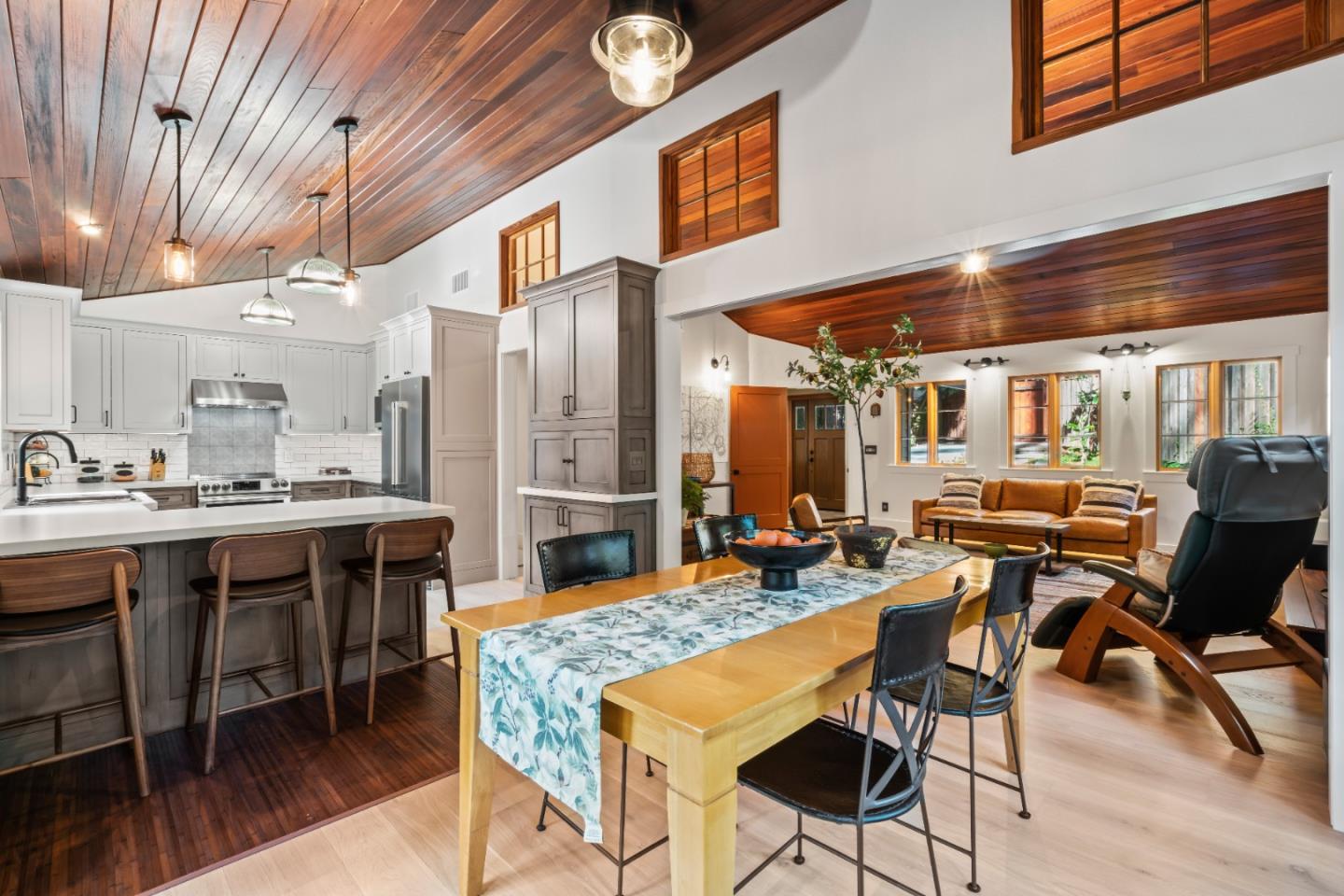 126 Filbert Road Woodside, CA 94062 - Photo 17 of 61 a view of a dining room with furniture window and wooden floor