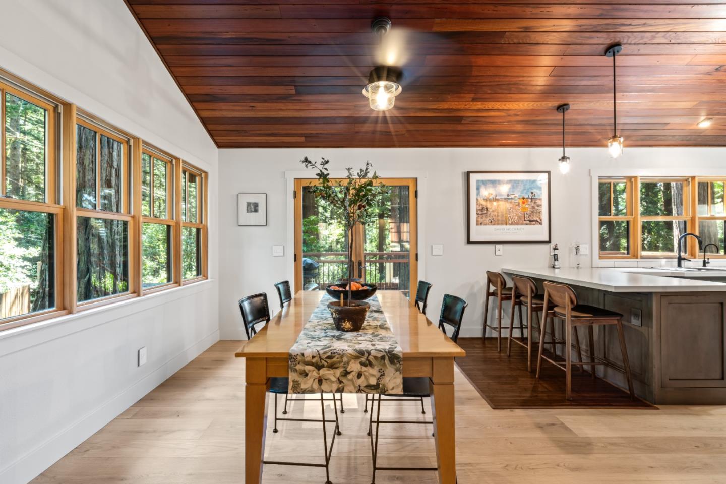 126 Filbert Road Woodside, CA 94062 - Photo 18 of 61 a view of a dining room with furniture window and wooden floor