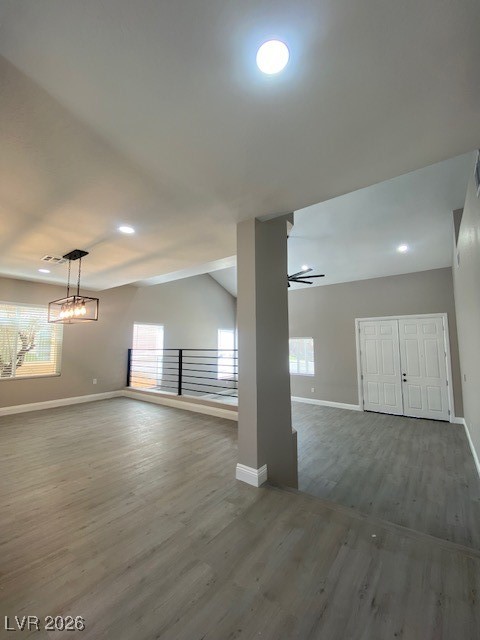 3702 River Canyon Road Las Vegas, NV 89129 - Photo 26 of 35 Below grade area with wood finished floors, a ceiling fan, healthy amount of natural light, and recessed lighting