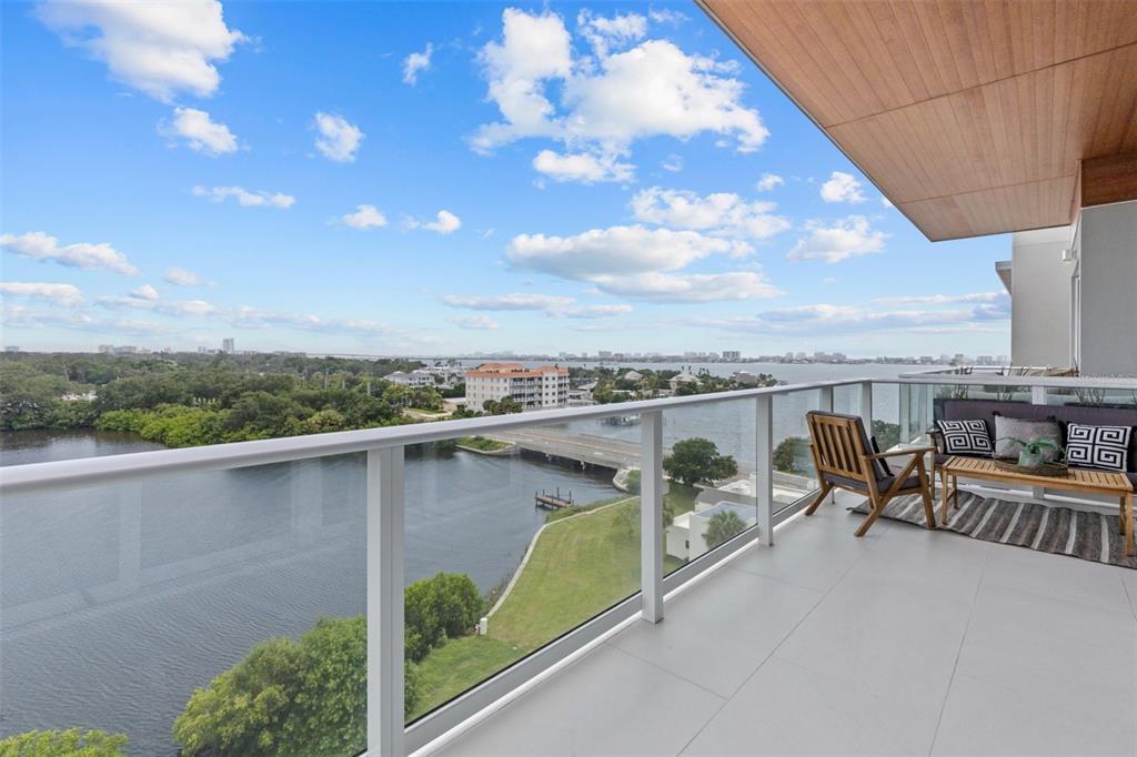 a view of a terrace with skyline