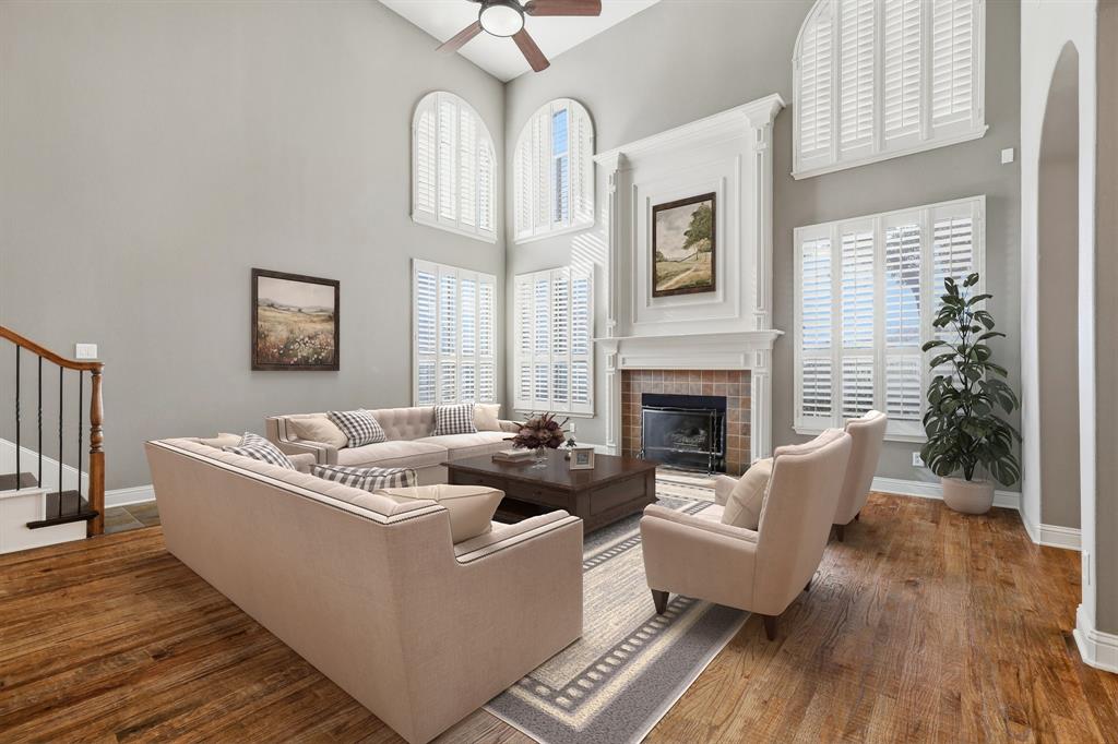 2201 Mockingbird Lane Flower Mound, TX 75022 - Photo 13 of 40 a living room with furniture and a fireplace