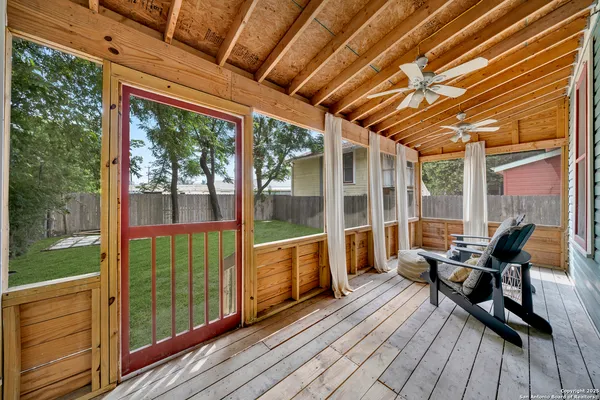 a building outdoor space with seating space