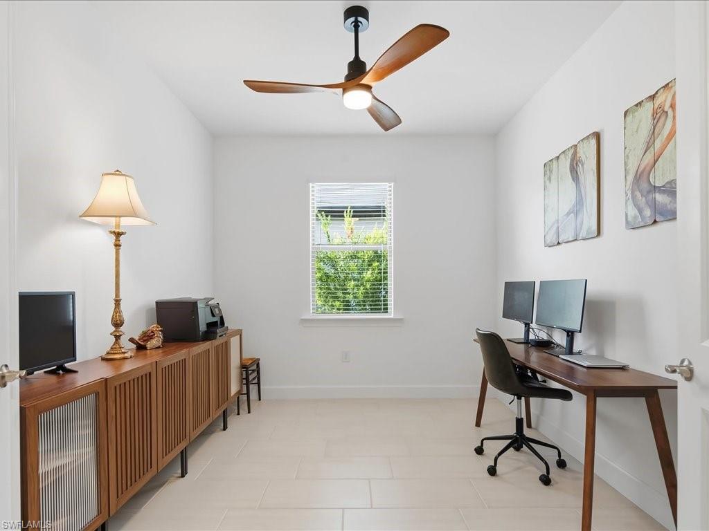1937 Don Benito Way Naples, FL 34120 - Photo 16 of 27 Office area featuring ceiling fan and light tile patterned floors