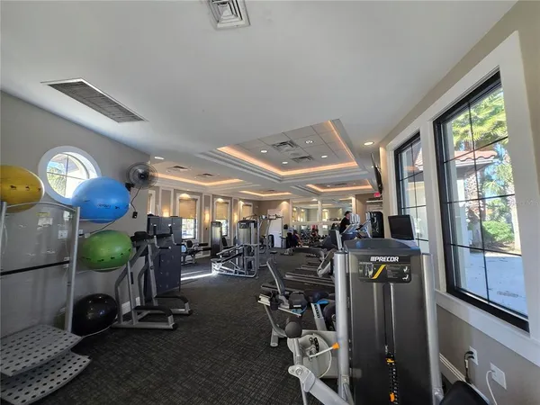 a view of a room with gym equipment