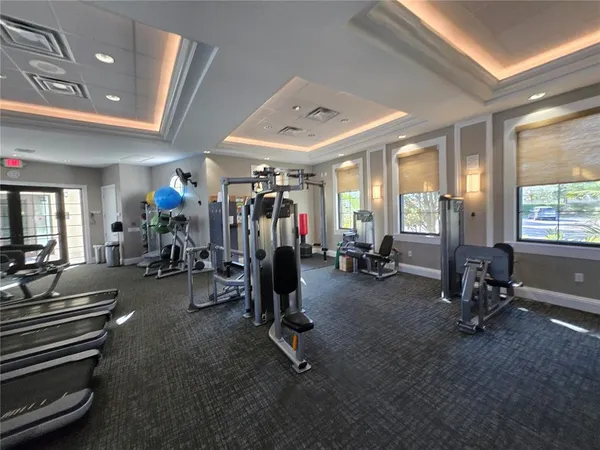 a view of a room with gym equipment