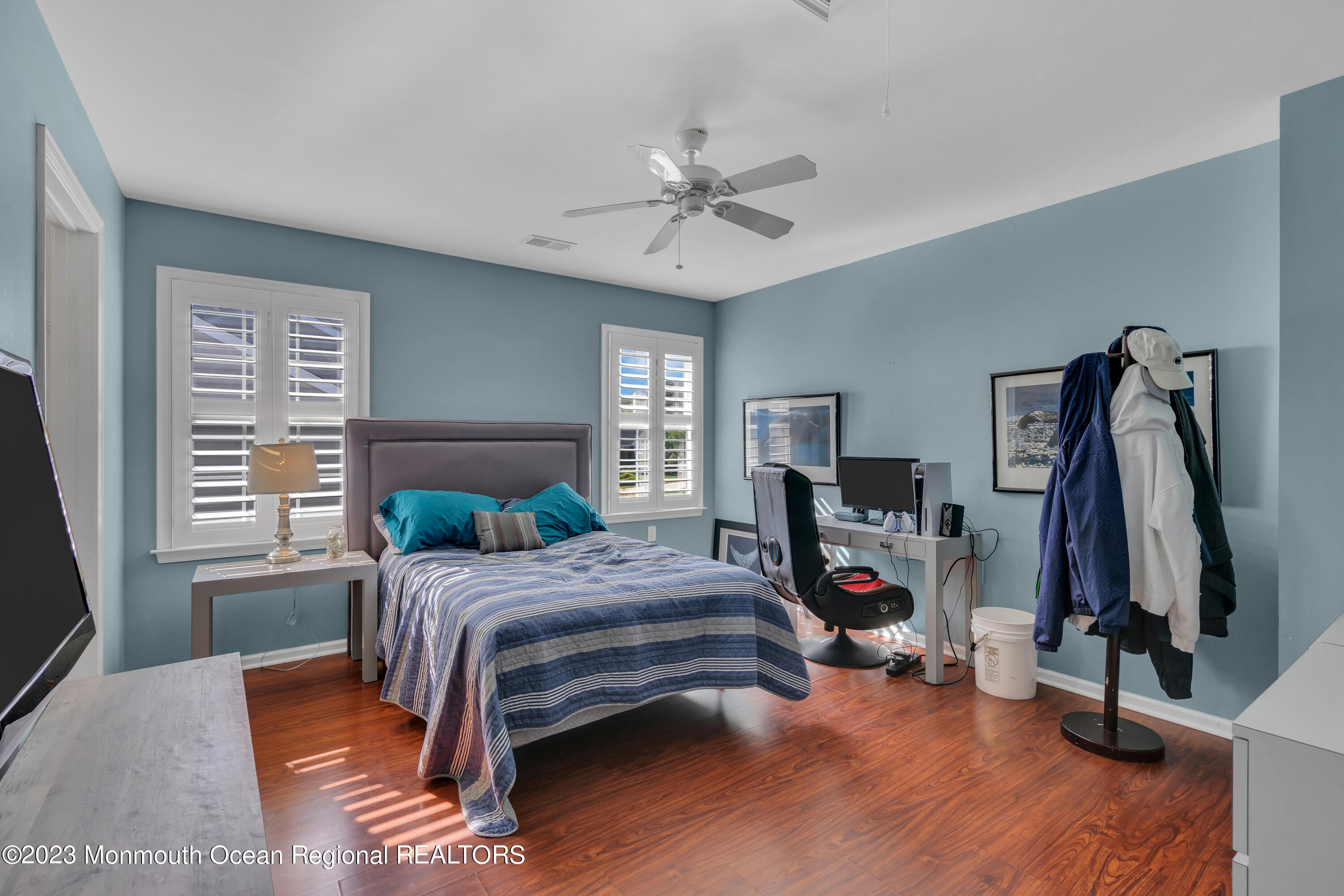 92 Pancoast Road Waretown, NJ 08758 - Photo 35 of 50 a bedroom with a bed and a flat tv screen