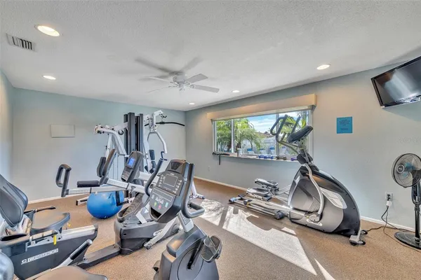 a view of a room with gym equipment