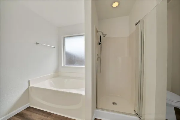 a bathroom with a bathtub