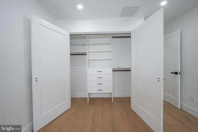 a view of an empty walk in closet