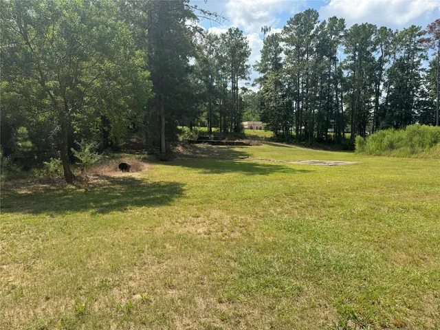 a view of a yard with swimming pool