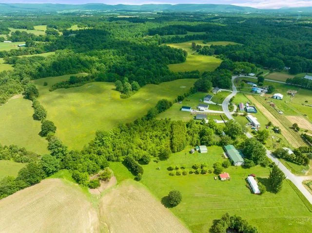 a view of a lake with a houses