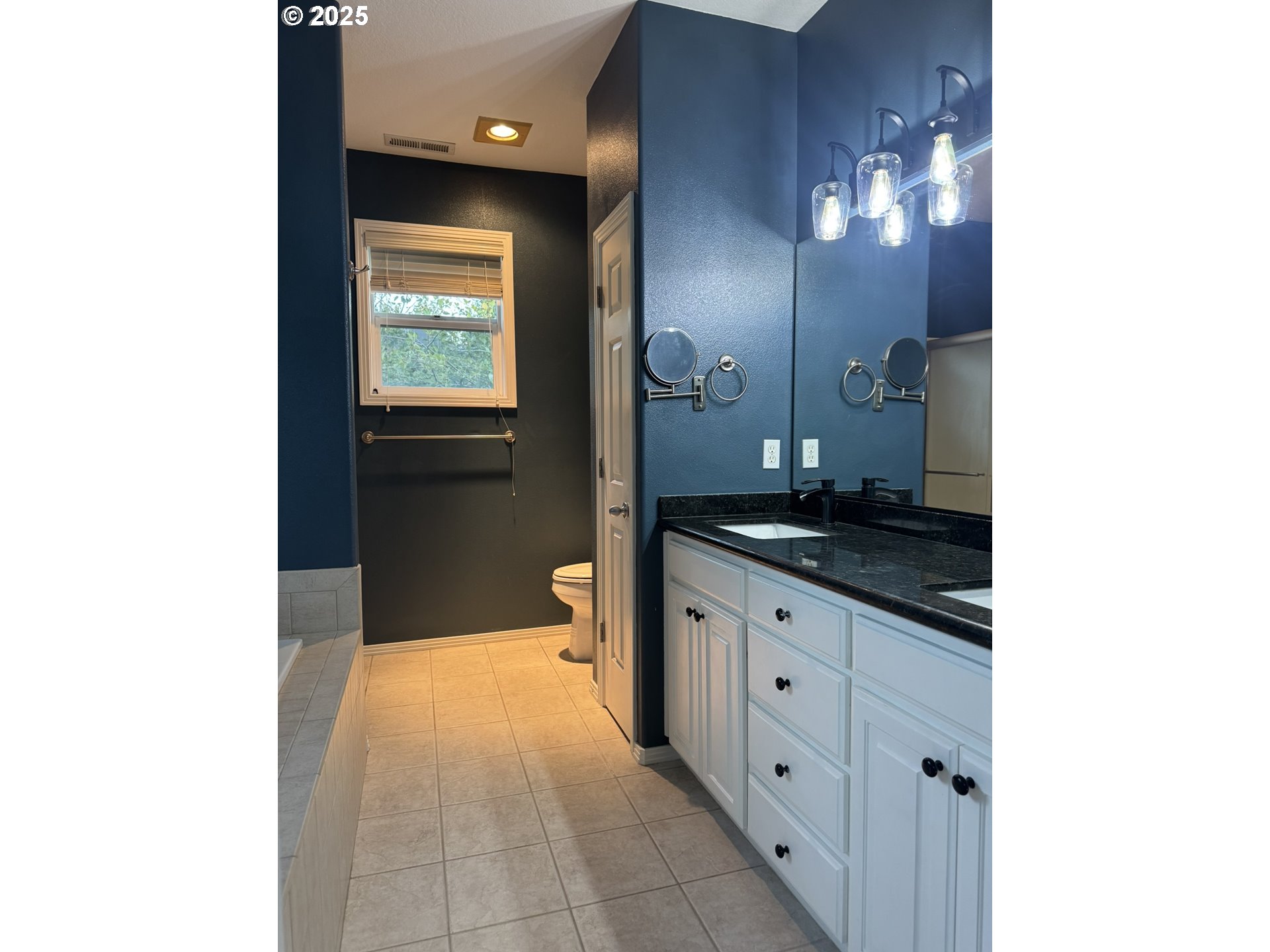 13728 Southwest 130th Place Portland, OR 97223 - Photo 23 of 24 a spacious bathroom with a granite countertop sink a toilet and a mirror