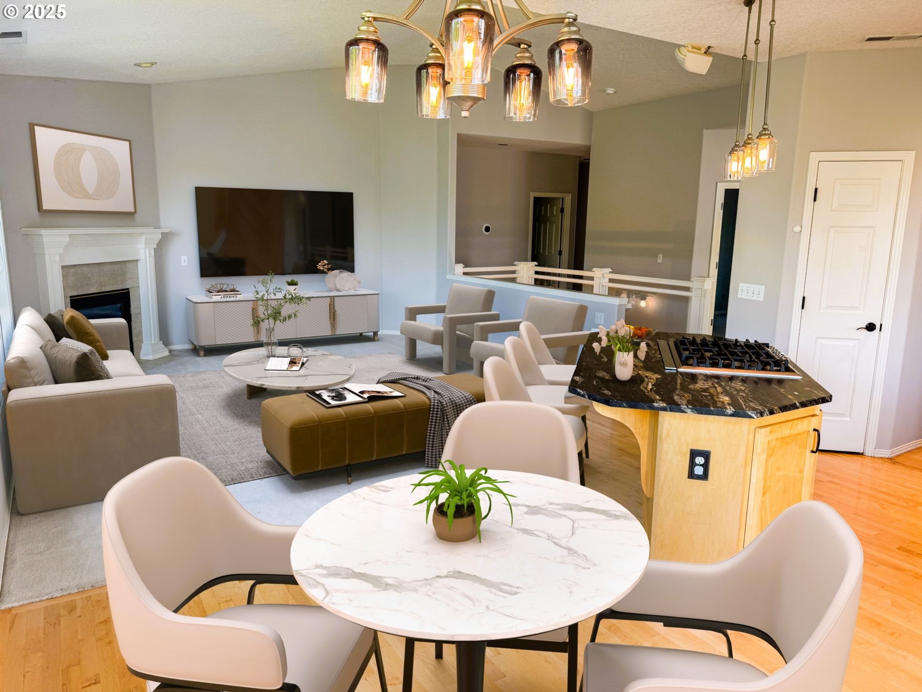 13728 Southwest 130th Place Portland, OR 97223 - Photo 7 of 24 a living room with furniture a flat screen tv and kitchen view