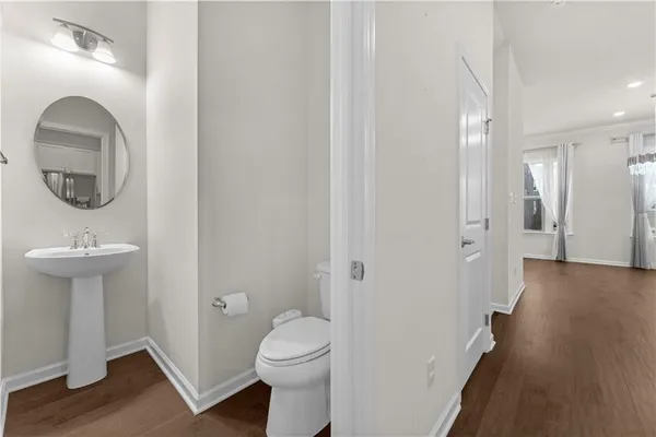 a bathroom with a shower and a toilet