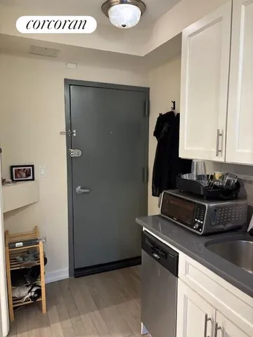 a view of a wooden door