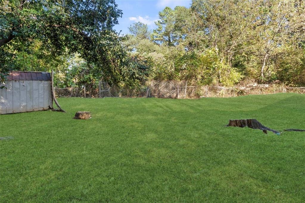 5476 Old Rockbridge Road Stone Mountain, GA 30083 - Photo 30 of 35 a backyard of a house with lots of green space