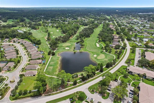 an aerial view of a house with a lake view