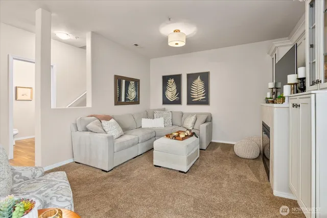 a living room with furniture and a couch