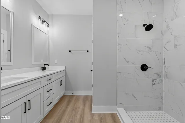 a bathroom with a shower