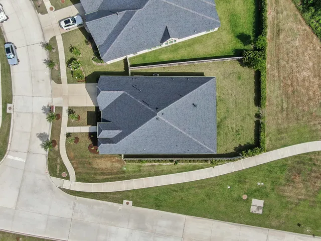 an aerial view of a house