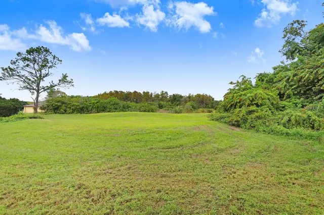 a view of an ocean and a yard