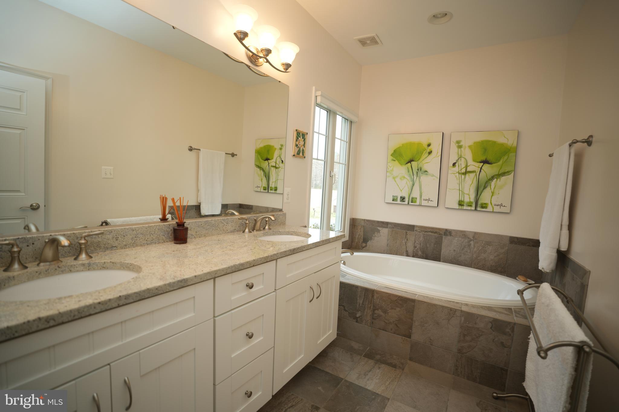 48830 Curleys Road Ridge, MD 20680 - Photo 30 of 65 a bathroom with a granite countertop tub sink and mirror