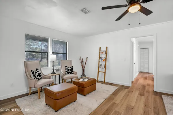 a living room with furniture