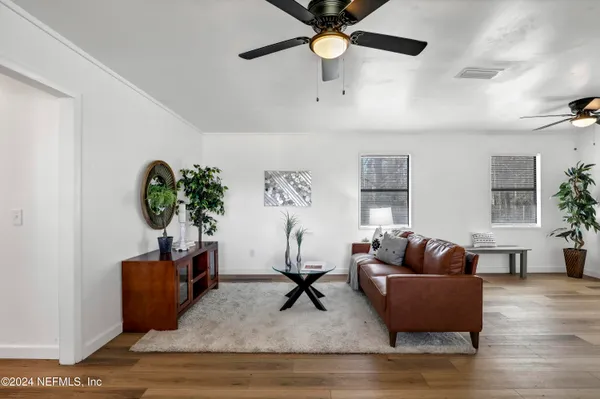 a living room with furniture