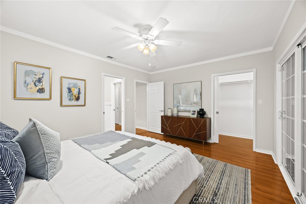 378 Patterson Drive Monrovia, CA 91016 - Photo 15 of 42 a bedroom with a bed and wooden floor