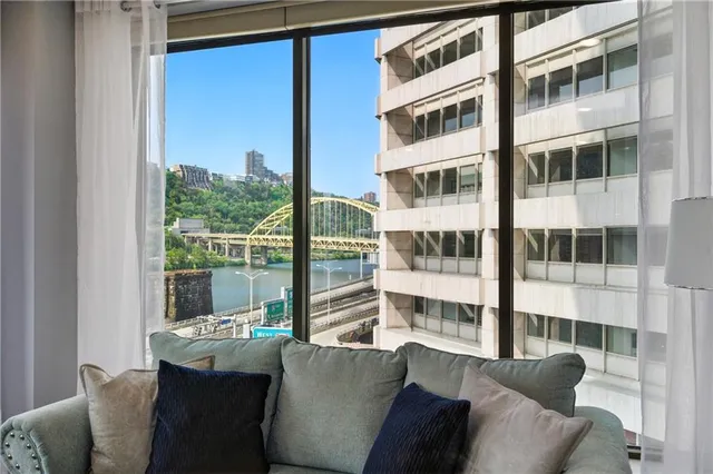 a view of a living room and a window