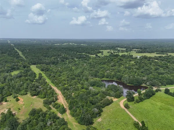 a view of a field with an ocean