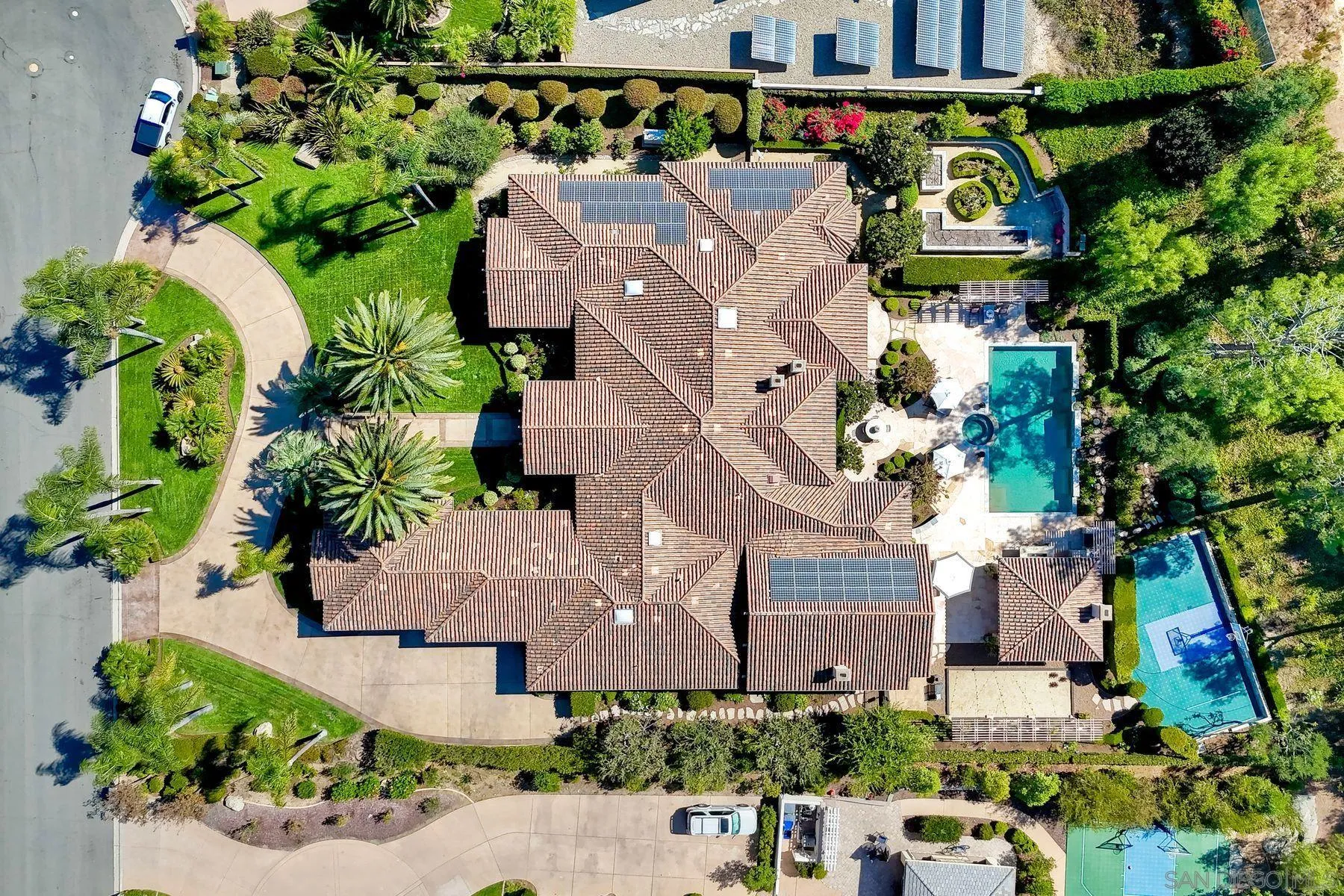 17732 Vineyard Lane Poway, CA 92064 - Photo 51 of 63 an aerial view of a house with a yard and garden