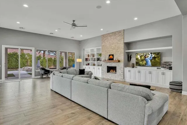 a living room with furniture and a couch