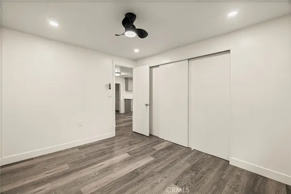 a view of small space with wooden floor