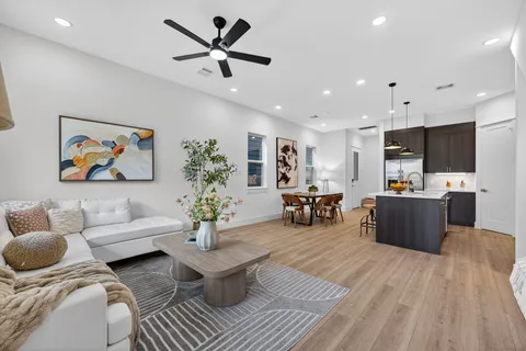 a living room with furniture