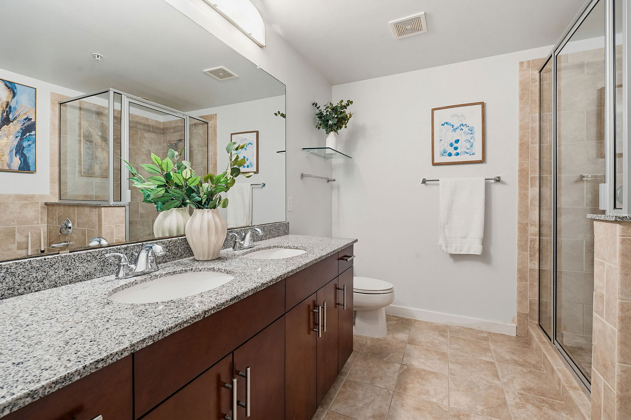 360 Nueces Street, Unit 1505 Austin, TX 78701 - Photo 10 of 28 a bathroom with a granite countertop sink and a mirror