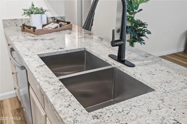 a view of a kitchen cabinets