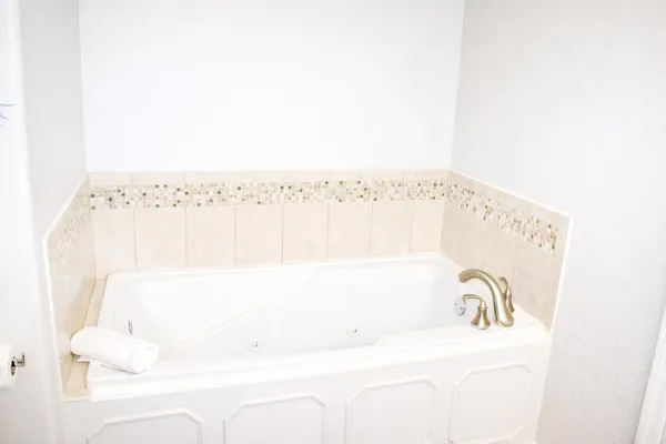a bathroom with a bathtub