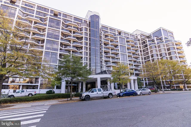 a view of a building and a street