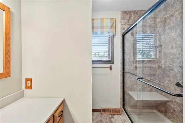 a view of an empty walk in closet