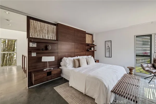 a garden view with a seating space