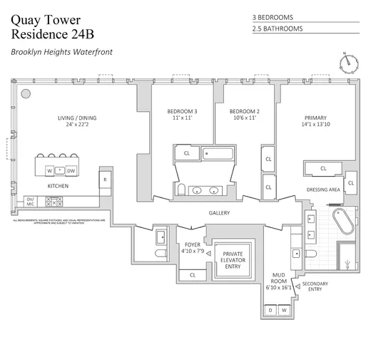 $4,345,000 | 50 Bridge Park Drive, Unit 24B | Brooklyn Heights