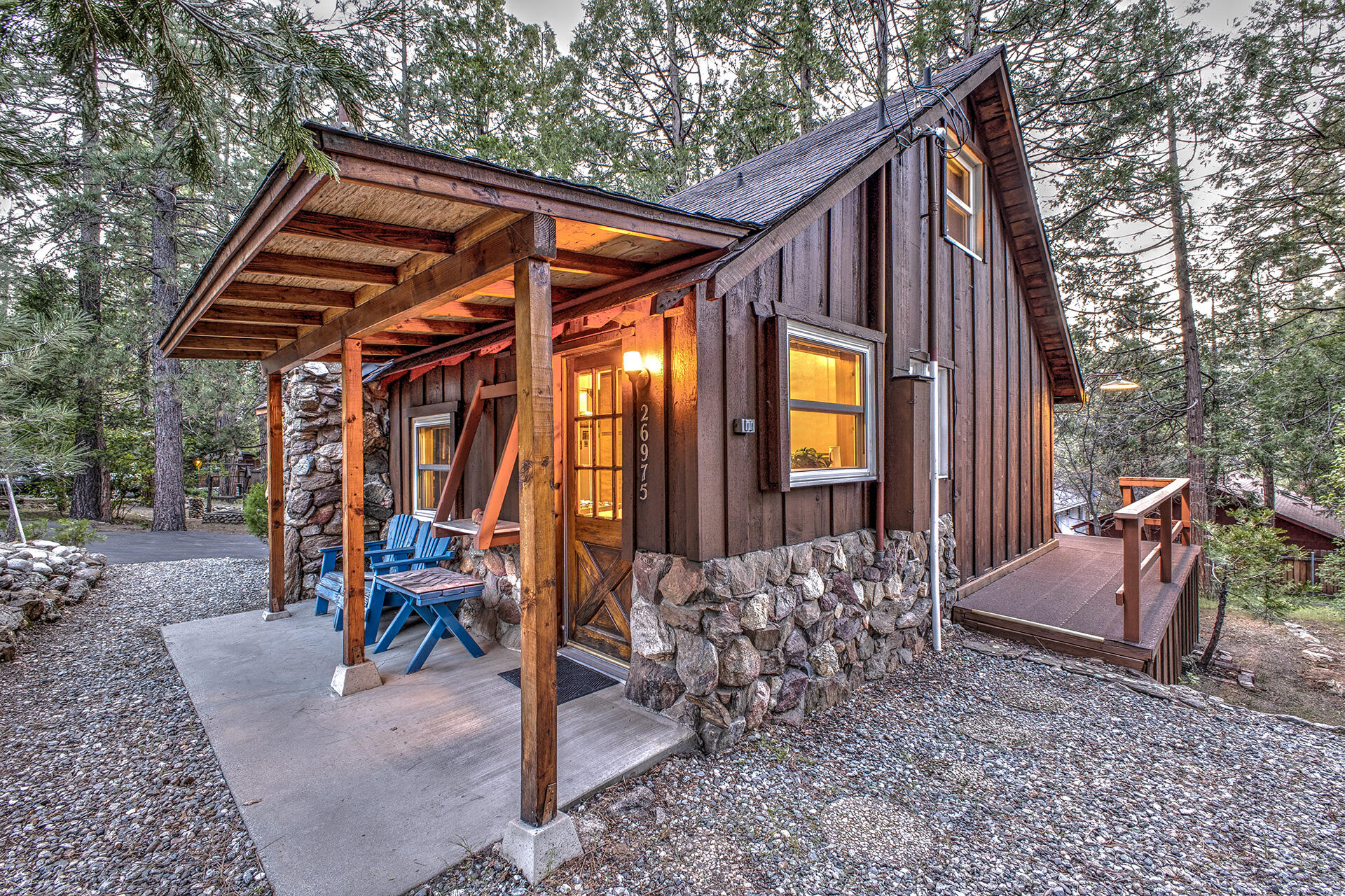 26975 Idyllwild Road Idyllwild, CA 92549 - Photo 62 of 65 a backyard of a house with seating space and deck