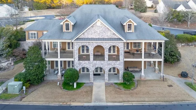 an aerial view of a house